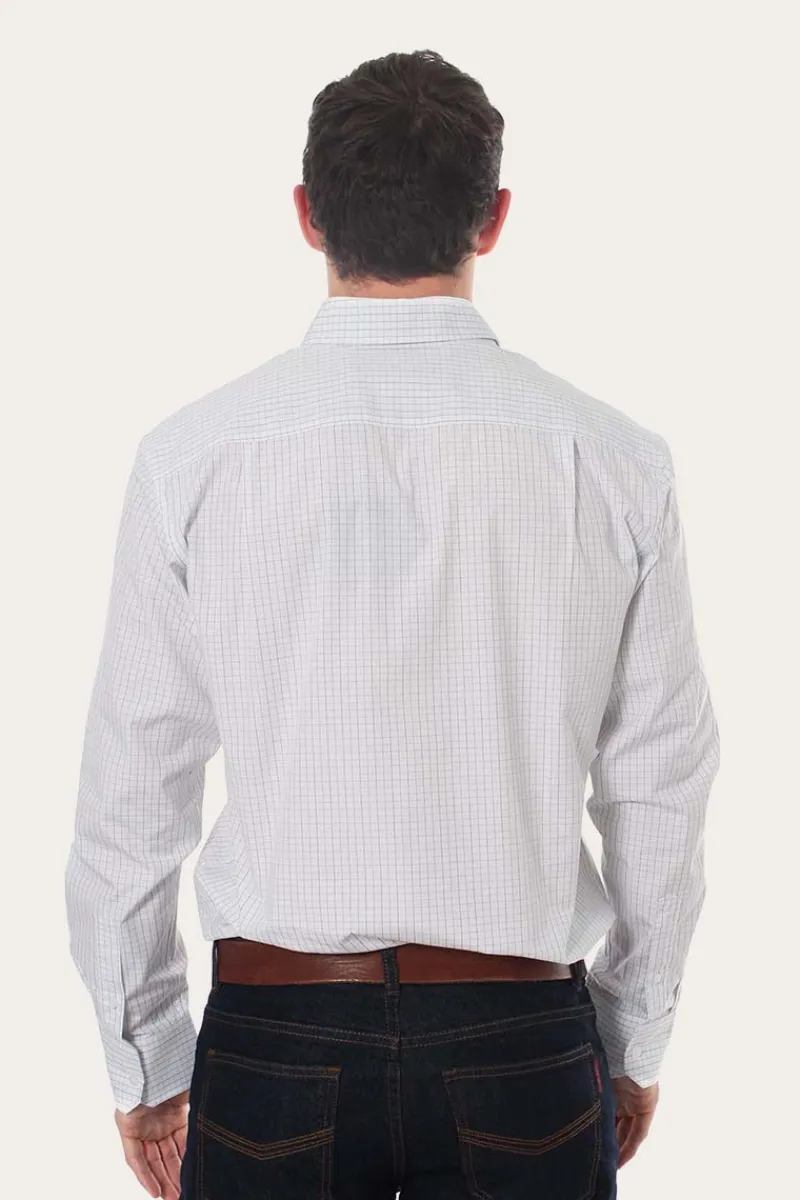 Discount Ringers Western Territory Mens Business Check Dress Shirt White/Blue
