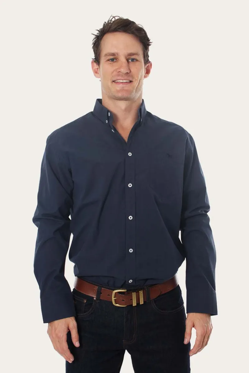 Outlet Ringers Western Territory Mens Check Dress Shirt - Navy/Steele