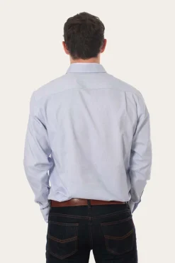 Hot Ringers Western Territory Mens Micro Check Dress Shirt - White/Blue