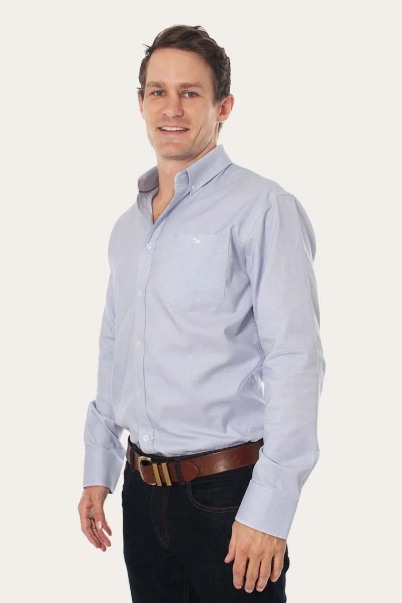 Hot Ringers Western Territory Mens Micro Check Dress Shirt - White/Blue
