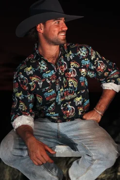 Clearance Ringers Western The Dyno Mens Limited Edition Work Shirt - Black / Multi