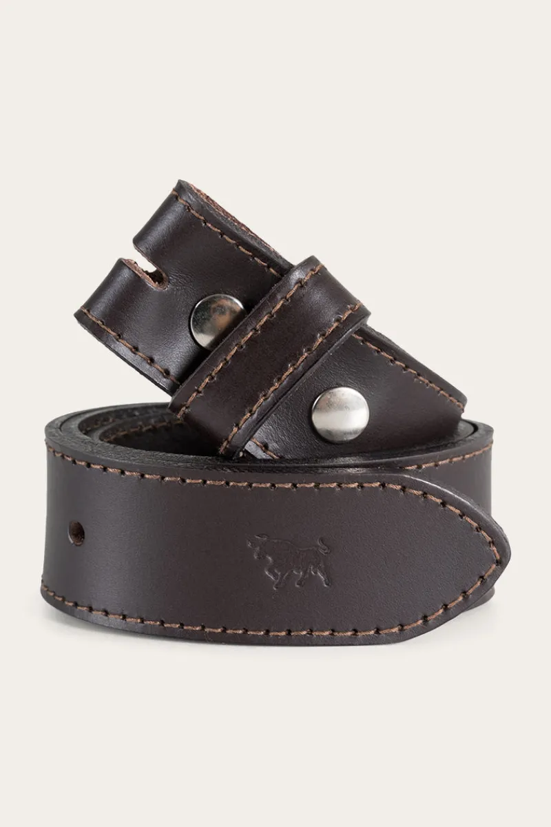 Outlet Ringers Western Tibbs Leather Belt Strap - Dark Chocolate