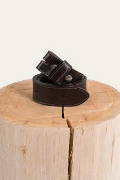 Outlet Ringers Western Tibbs Leather Belt Strap - Dark Chocolate