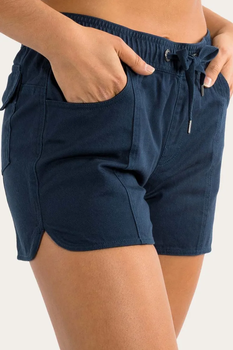 Best Ringers Western Tora Womens Heavy Weight Ruggers - Dark Navy/Camel