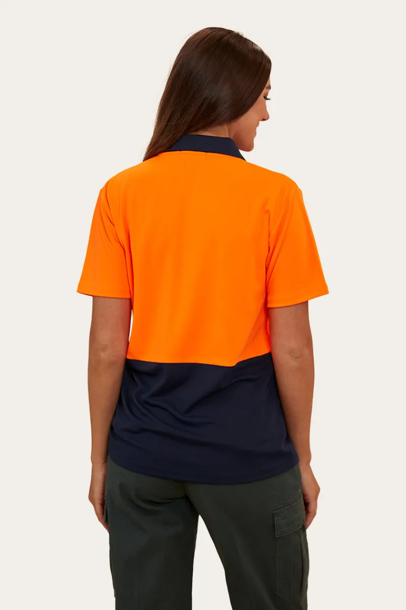 Best Ringers Western Tracks Womens Hi-Vis Polo - Neon Orange Red