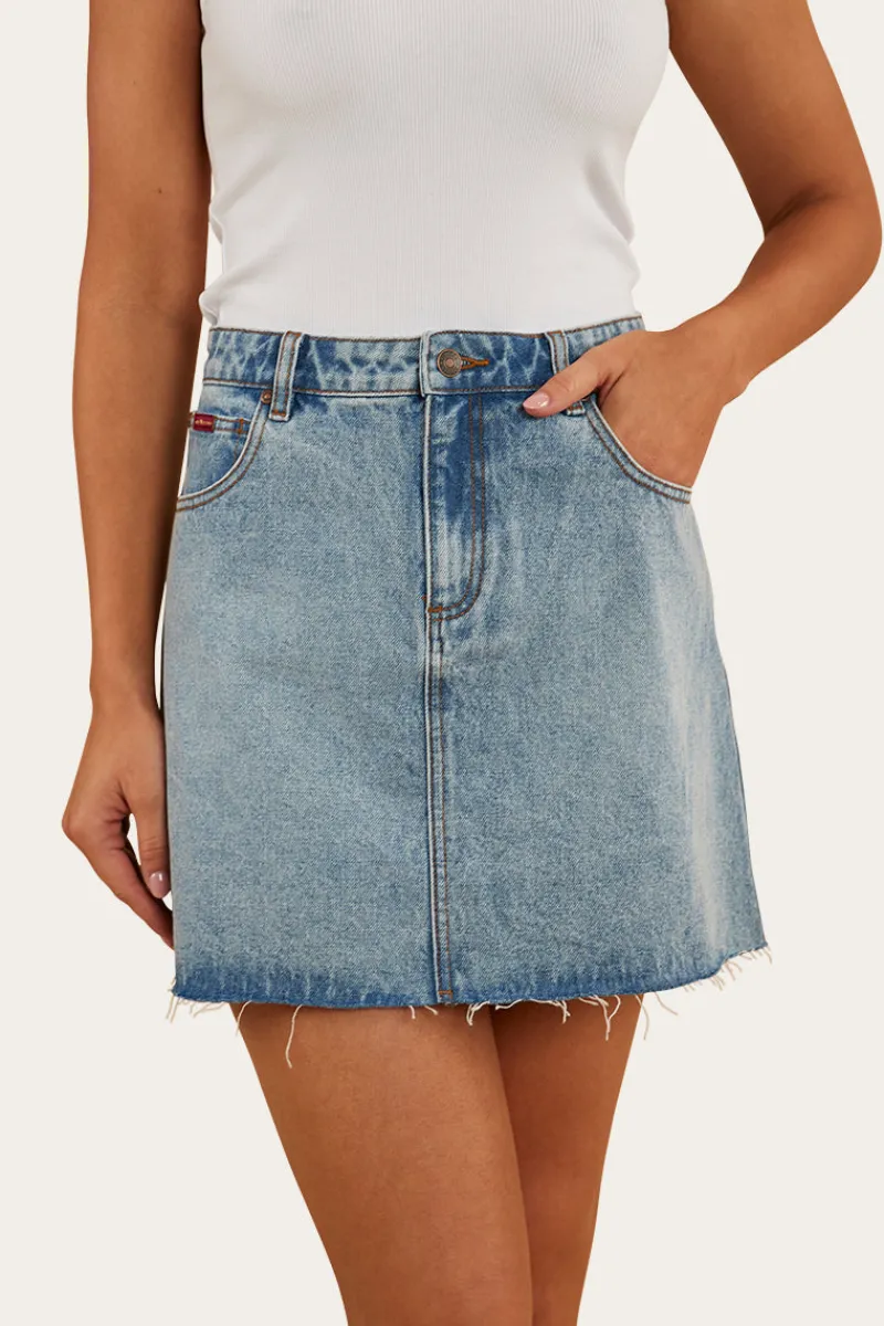 Discount Ringers Western Venice Womens Denim Skirt - Light Wash Blue