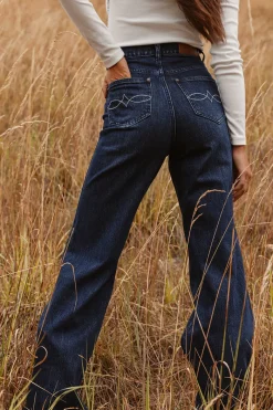 Ringers Western Visalia Womens Wide Leg Jean - Dark Wash Blue
