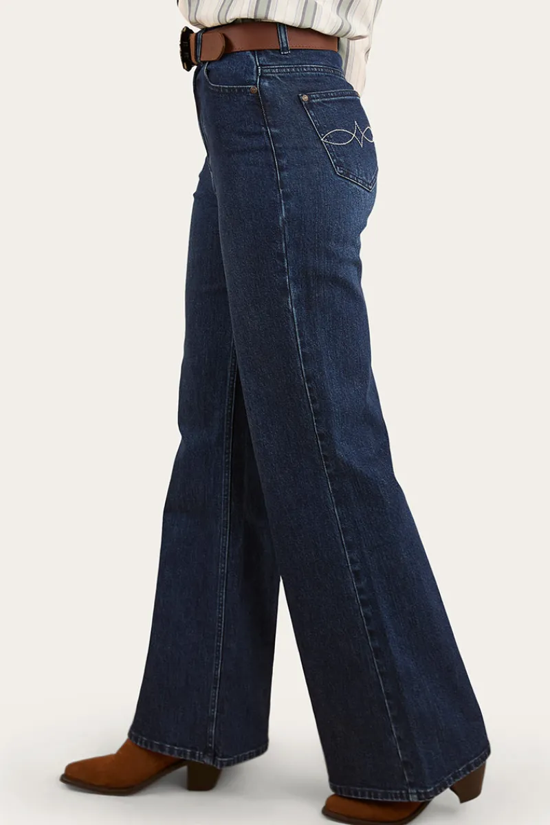 Ringers Western Visalia Womens Wide Leg Jean - Dark Wash Blue