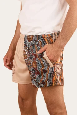 Online Ringers Western Walkabout Warrior Footy Short - Dark Sand / Multi