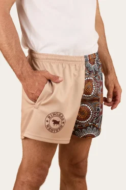 Online Ringers Western Walkabout Warrior Footy Short - Dark Sand / Multi