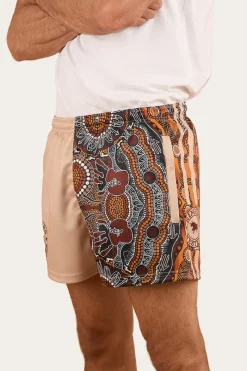Online Ringers Western Walkabout Warrior Footy Short - Dark Sand / Multi