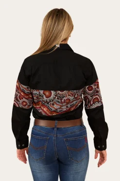 Ringers Western Walkabout Warrior Womens Half Button Work Shirt - Black