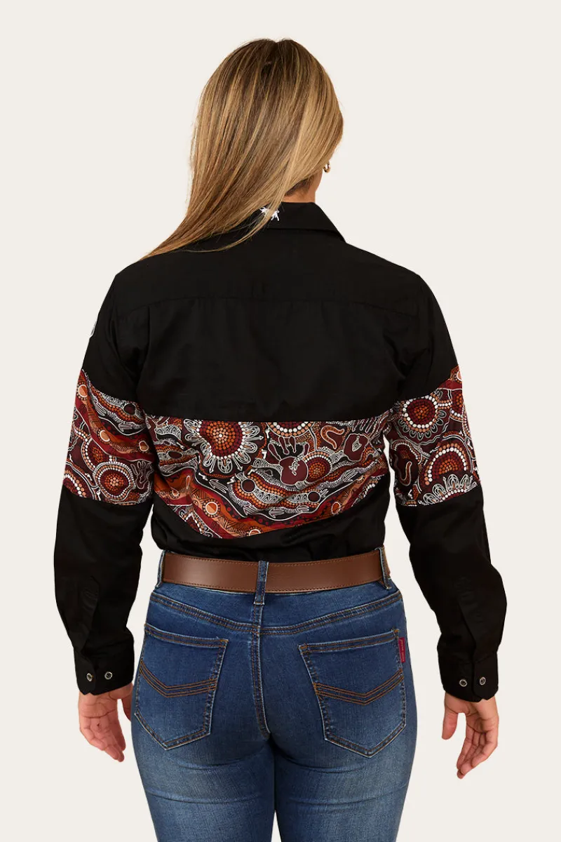 Ringers Western Walkabout Warrior Womens Half Button Work Shirt - Black