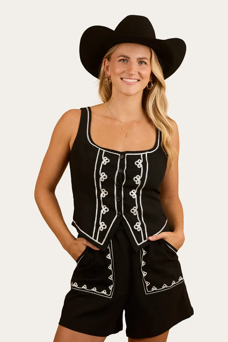 Best Ringers Western Westley Embroidered Short - Black