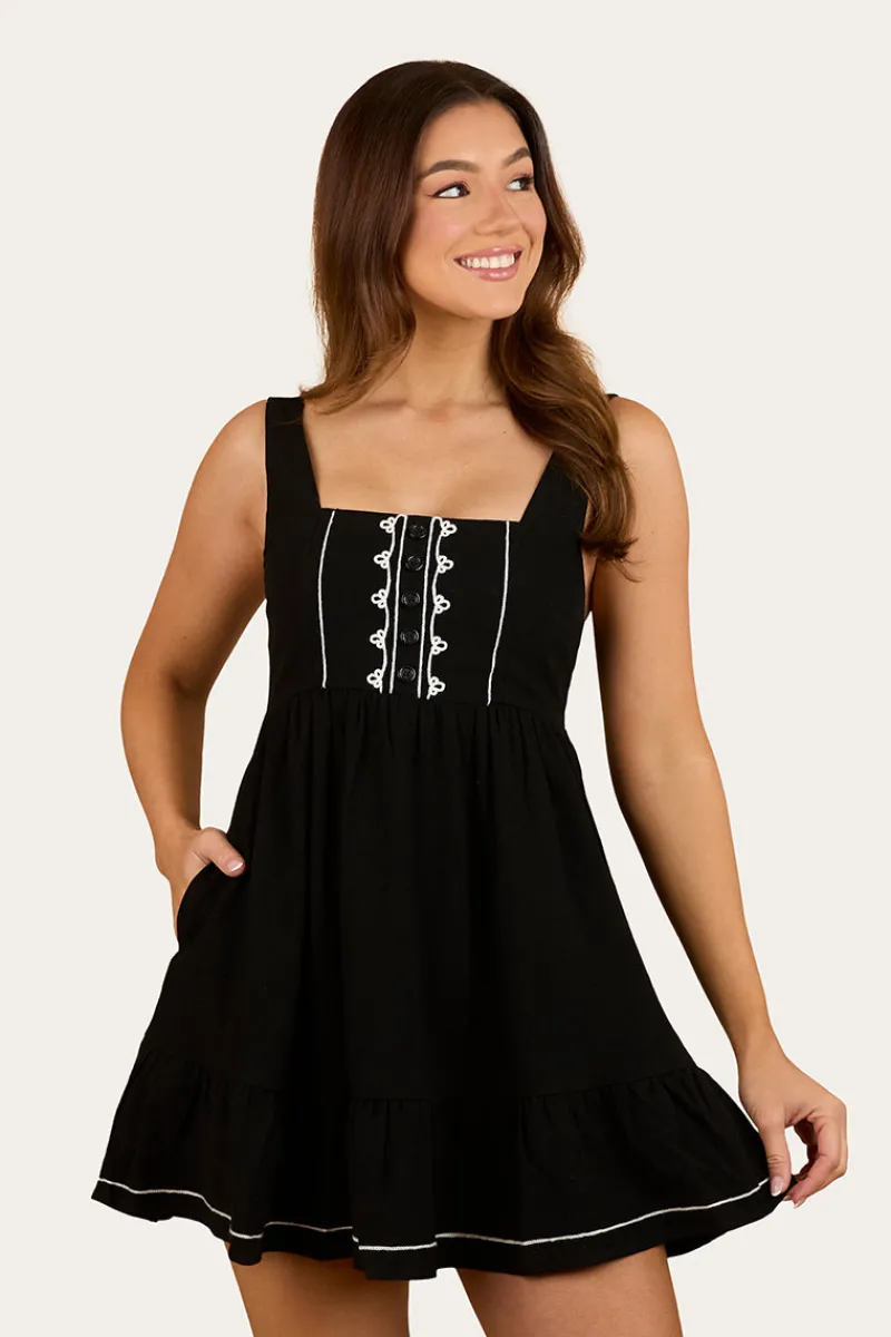 Outlet Ringers Western Westley Womens Embroidered Mini Dress - Black