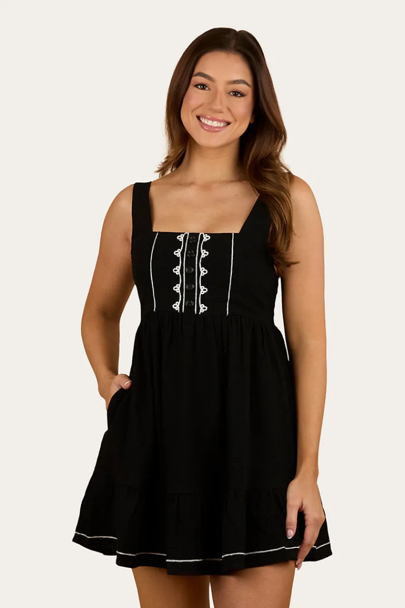 Outlet Ringers Western Westley Womens Embroidered Mini Dress - Black