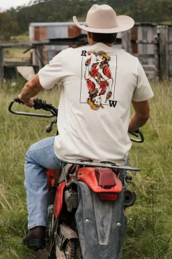 New Ringers Western Wild Card Mens Loose Fit T-Shirt - Off White