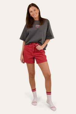 Hot Ringers Western Wild Eyes Oversized Womens T-Shirt - Washed Black