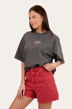 Hot Ringers Western Wild Eyes Oversized Womens T-Shirt - Washed Black
