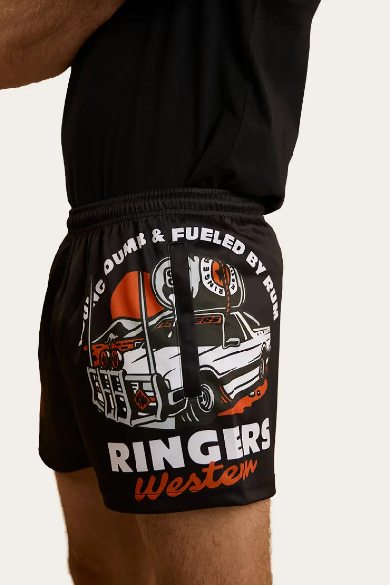 Hot Ringers Western Young and Dumb Footy Short - Black / Orange
