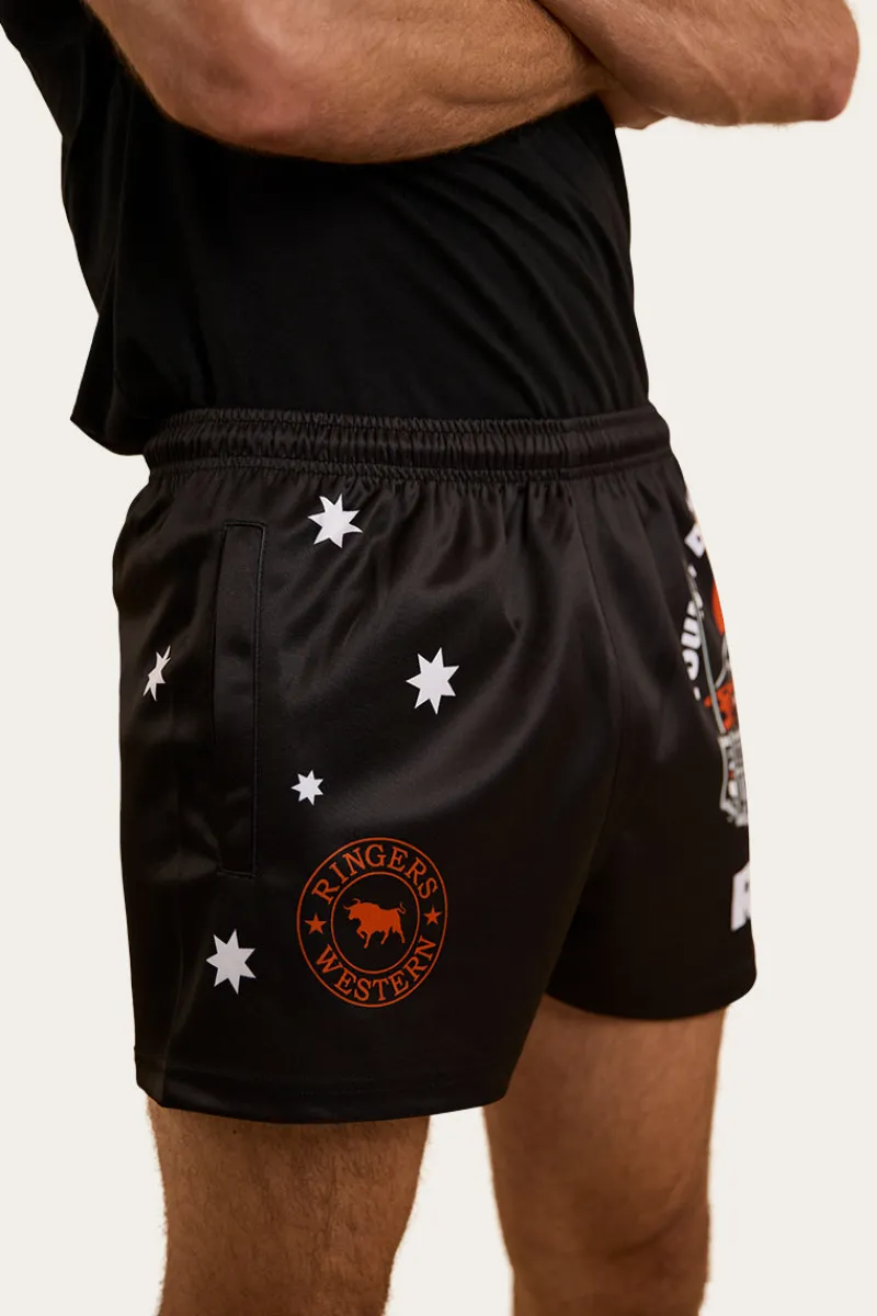 Hot Ringers Western Young and Dumb Footy Short - Black / Orange