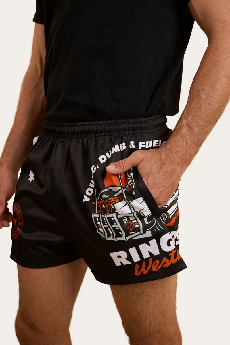 Hot Ringers Western Young and Dumb Footy Short - Black / Orange