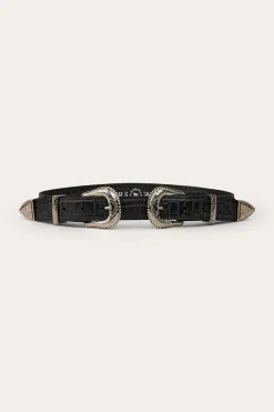 New Ringers Western Zoey Double Buckle Belt - Black
