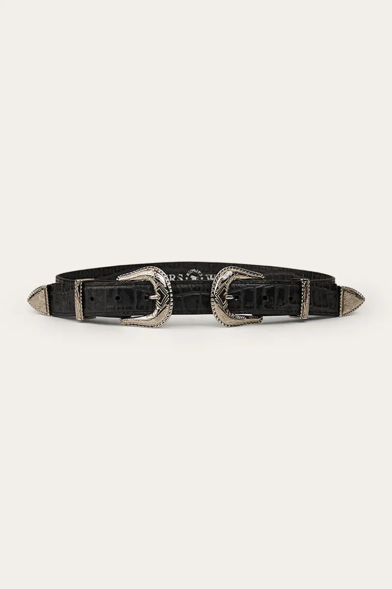 New Ringers Western Zoey Double Buckle Belt - Black