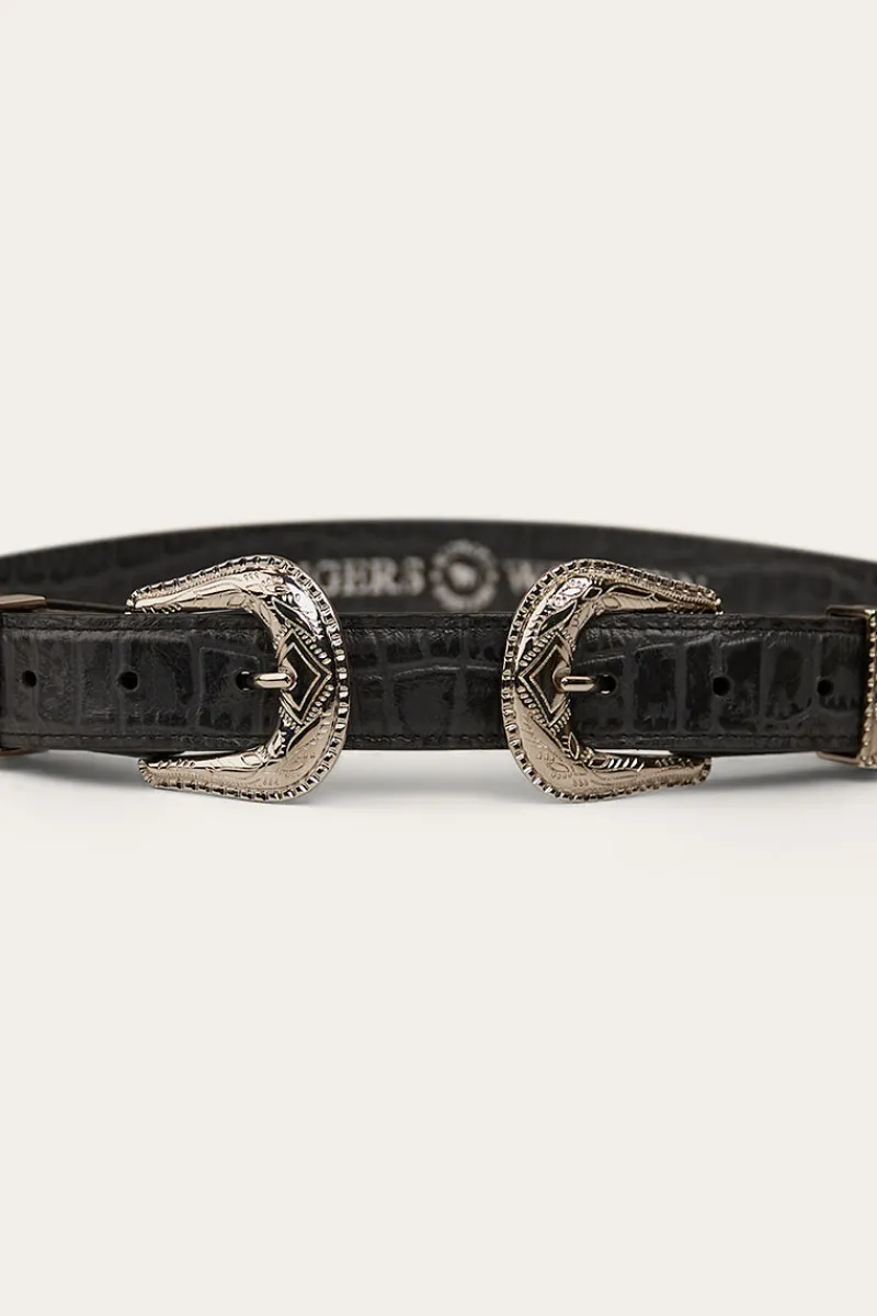 New Ringers Western Zoey Double Buckle Belt - Black