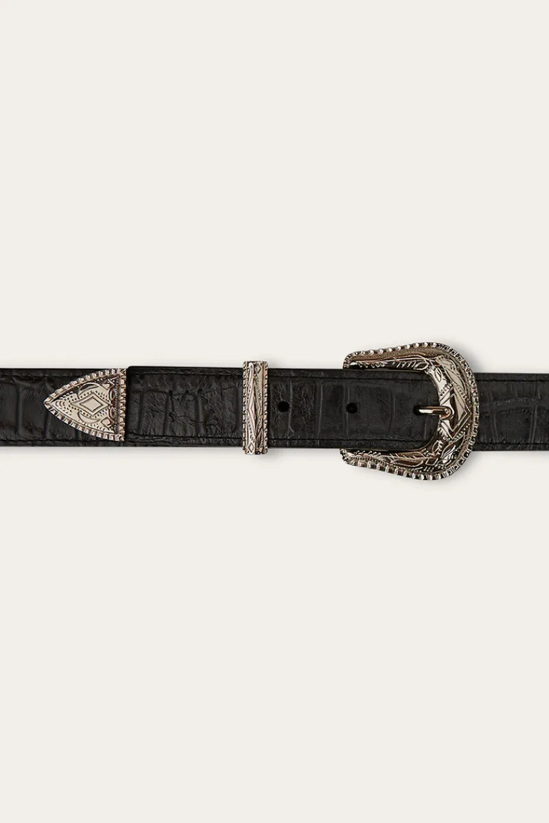 New Ringers Western Zoey Double Buckle Belt - Black