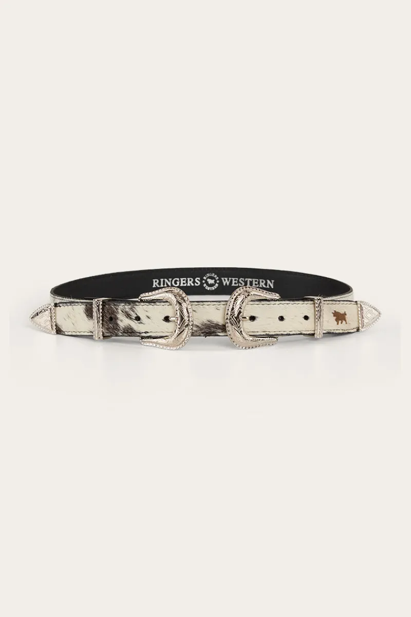 Best Ringers Western Zoey Double Buckle Belt - Black/White