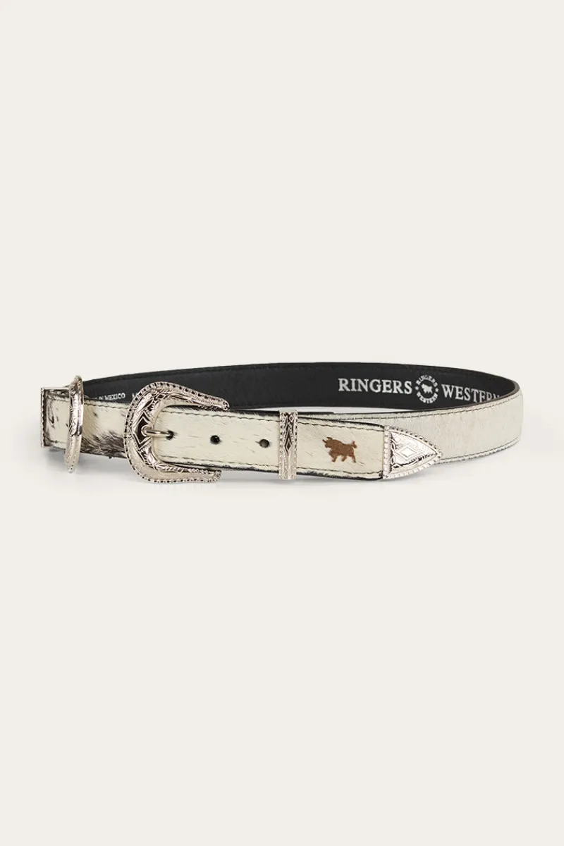 Best Ringers Western Zoey Double Buckle Belt - Black/White